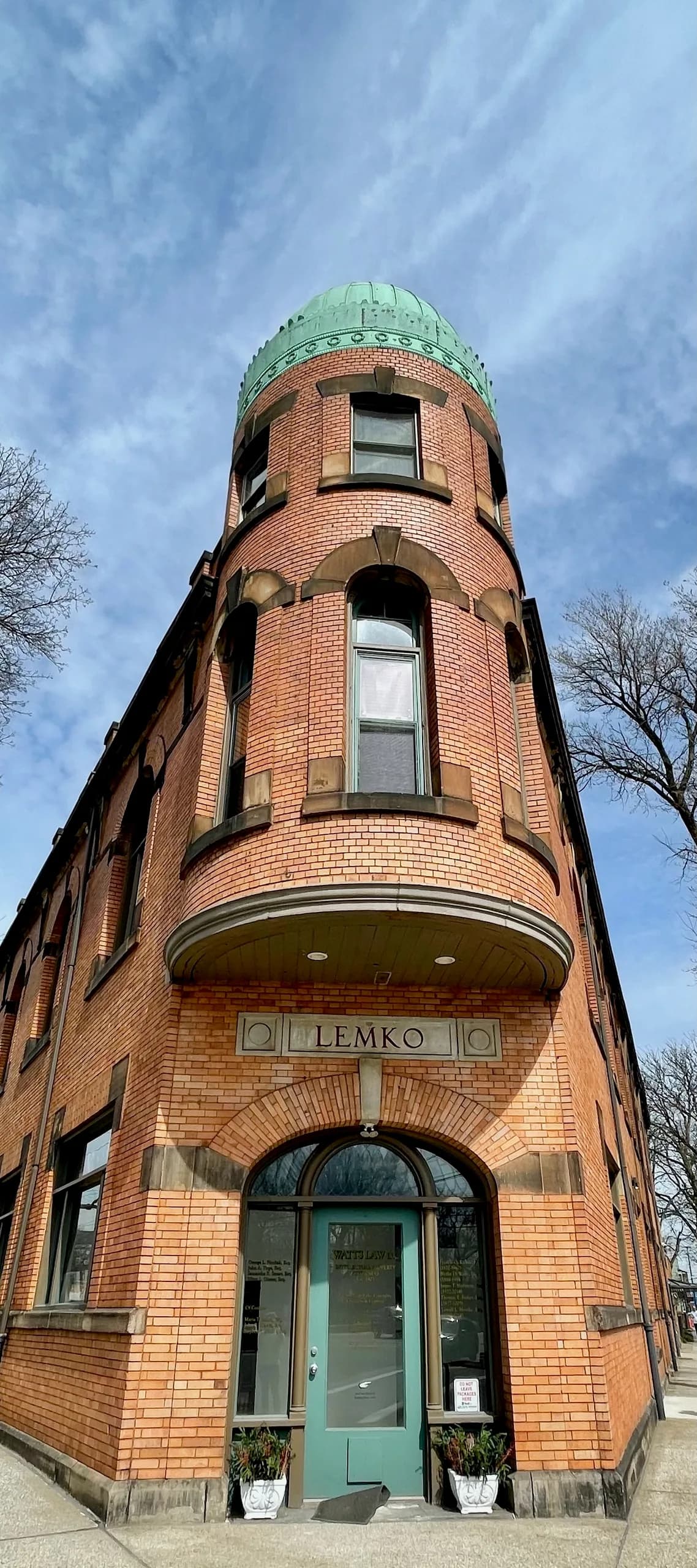 Lemko Hall - Historic brick flatiron building with its iconic copper domed tower in Cleveland's Tremont neighborhood